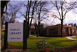 Public Library Full View with Sign, Sunny