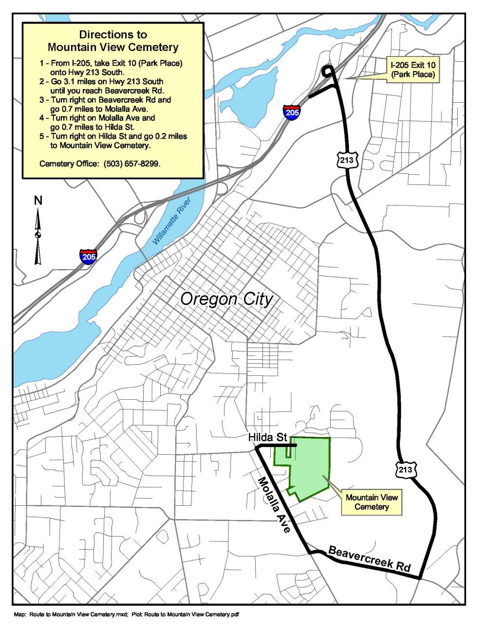 Mountain View Cemetery Map
