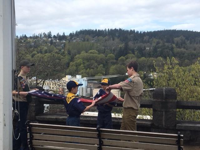 Boy Scouts Folding American Flag