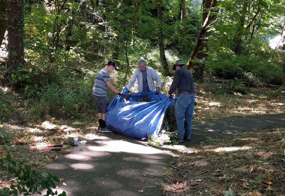 Greenway for a Day - Three People Clearing Ivy in Old Canemah Park