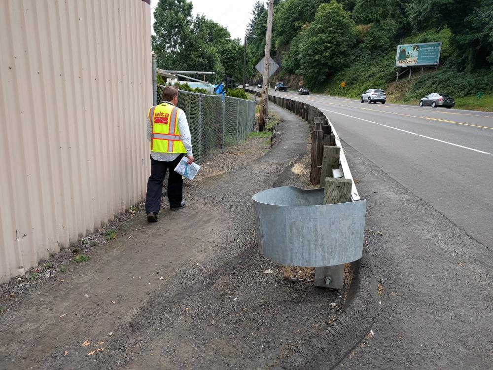MCT Advisory Group Member Walking Next to Highway 99E