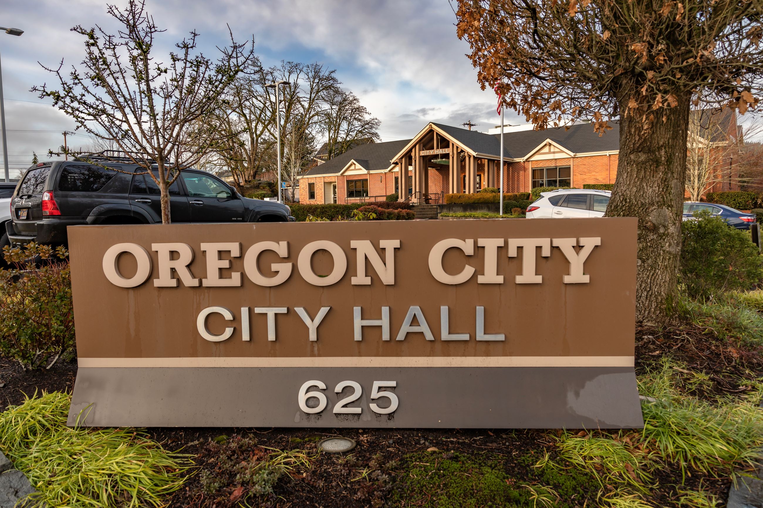 City Hall Sign And Front - Winter 23