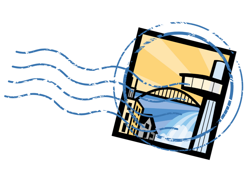 postal stamp over oregon city logo