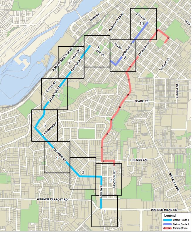 Homecoming Parade route and closure map