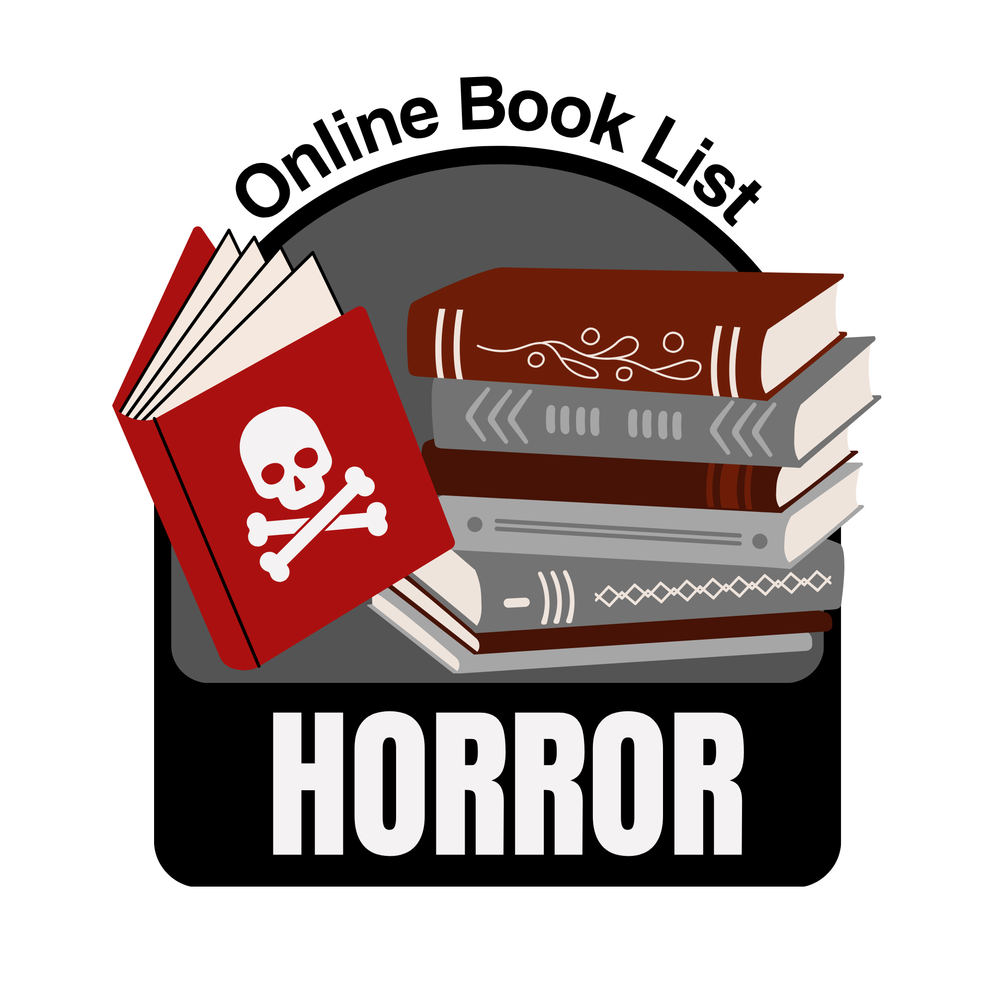 stack of books and a skull and bones