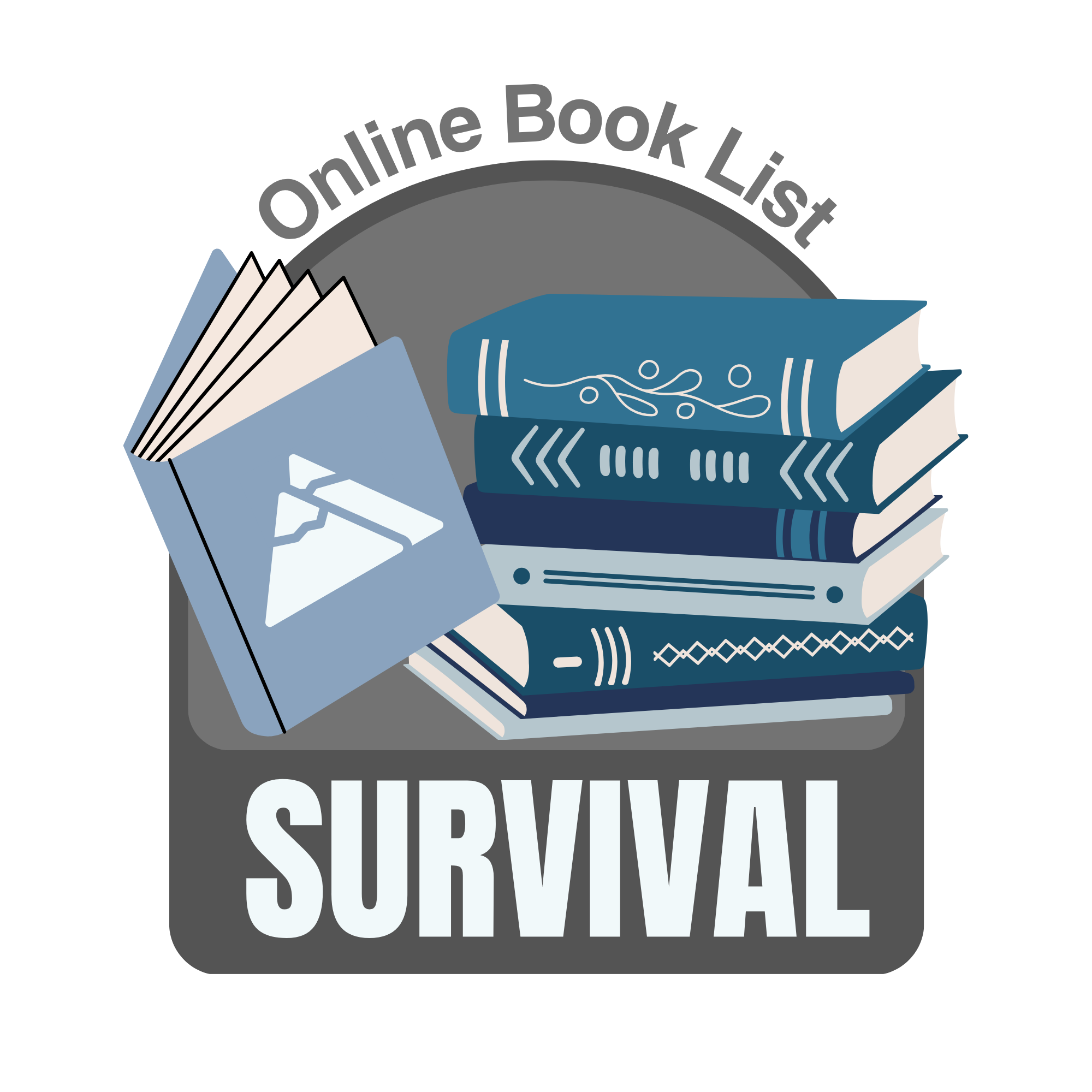 stack of books and mountains