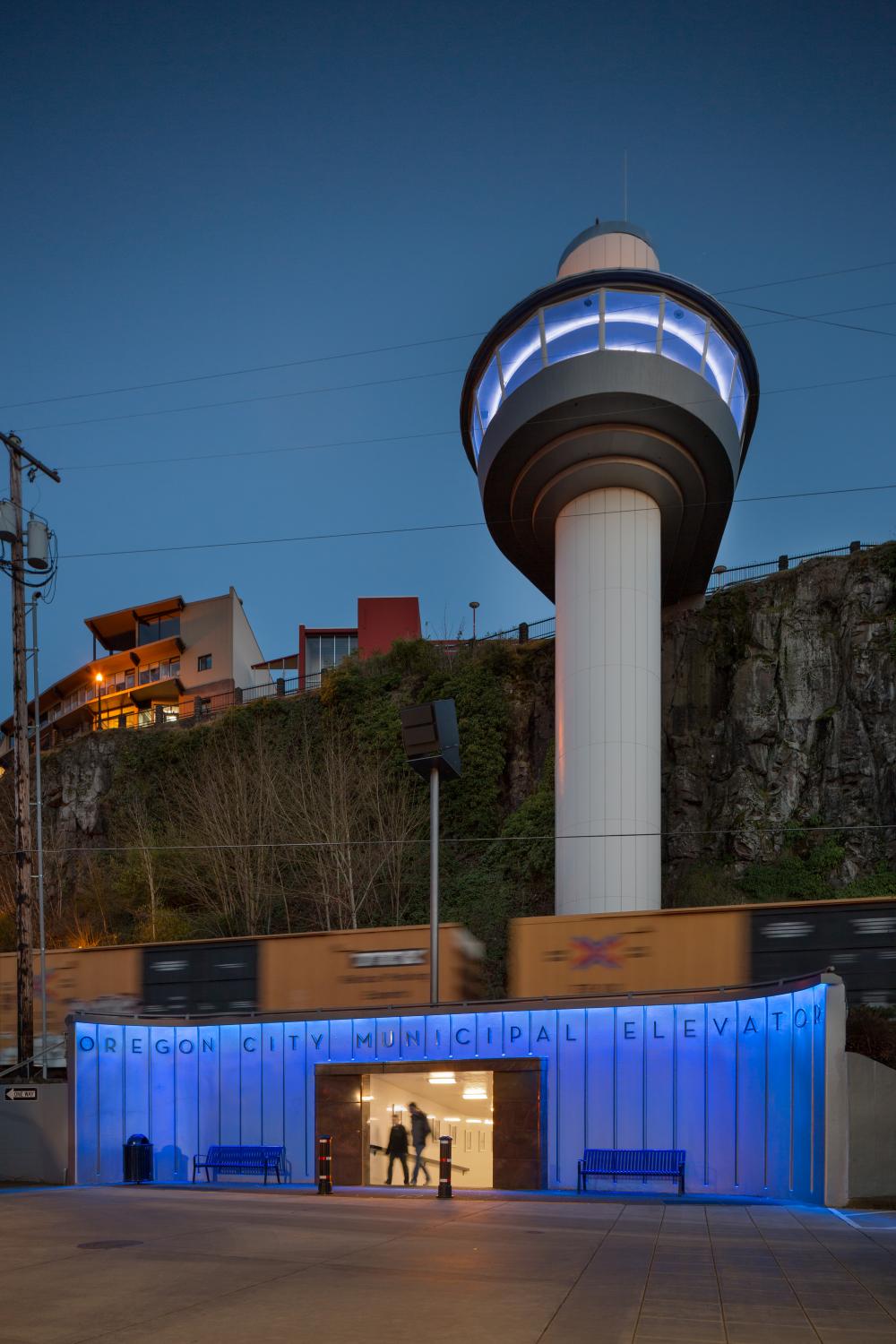 Oregon City Municipal Elevator at Dusk